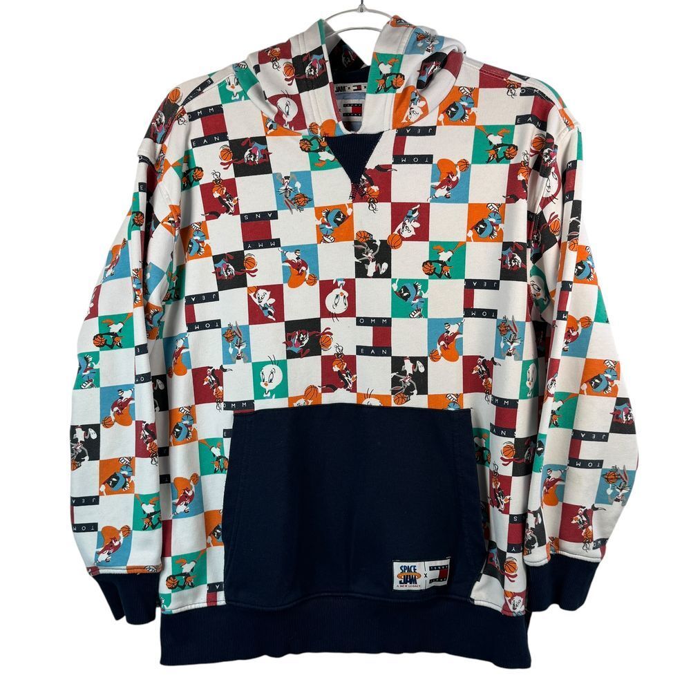 Tommy Jeans Space Jam‎ Basketball Checkered Sweatshirt Kids L 16/18 Looney Toons